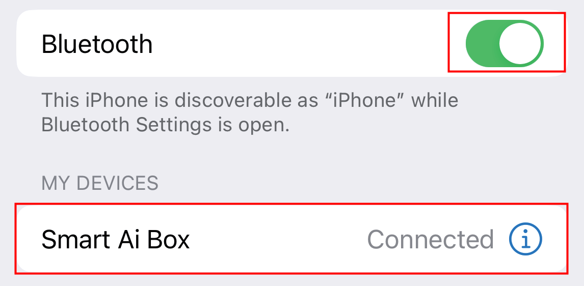 Phone Bluetooth pairing device name highlighted